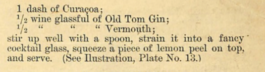 la ricetta del Martini cocktail nel libro di Harry Johnson, 1888
