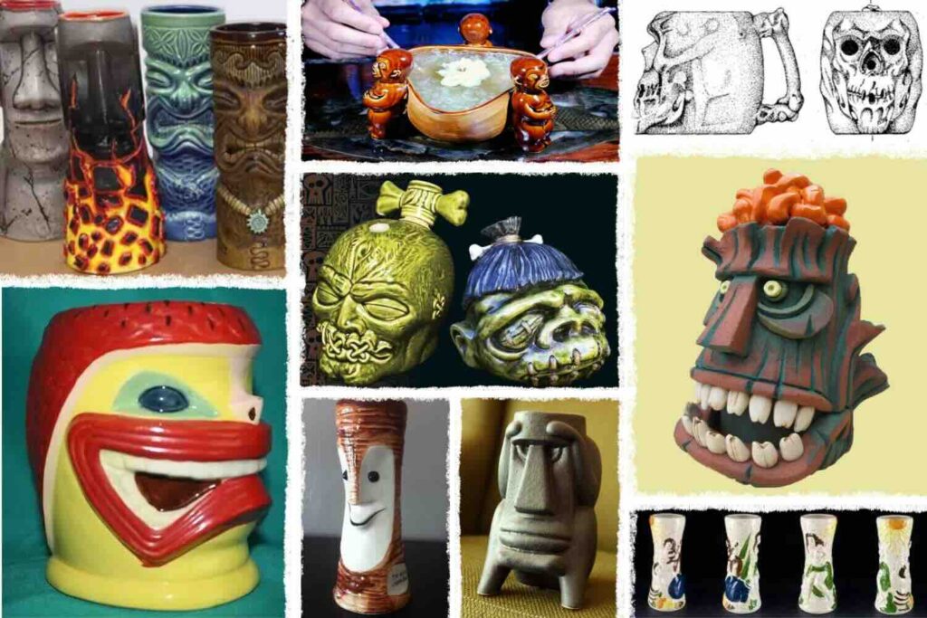 una composizione di varie immagini di tiki mug